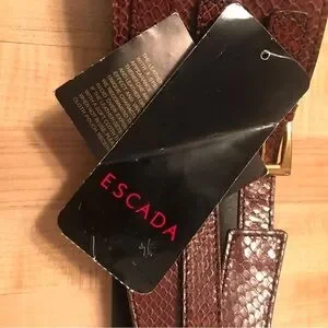 NWT Escada Leather Wide Waist Woman’s Belt Brown Snake Gold Hardware Italy Escada | Accessories | Nwt Escada Leather Wide Waist Womans  main image 3